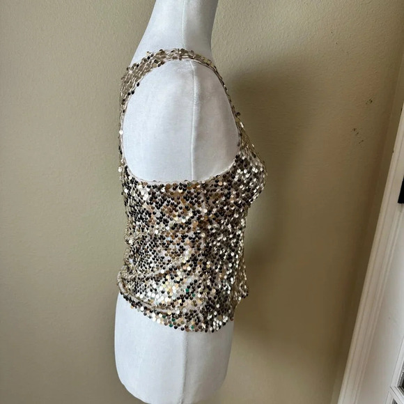 NWOT ABERCROMBIE & FITCH Gold Sequin Racer Back Tank Top - size XS - Picture 6 of 8